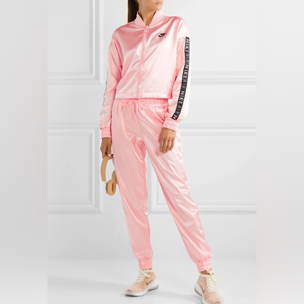 Nike Sportswear Air Track Satin Set Jacket and pants Echo pink